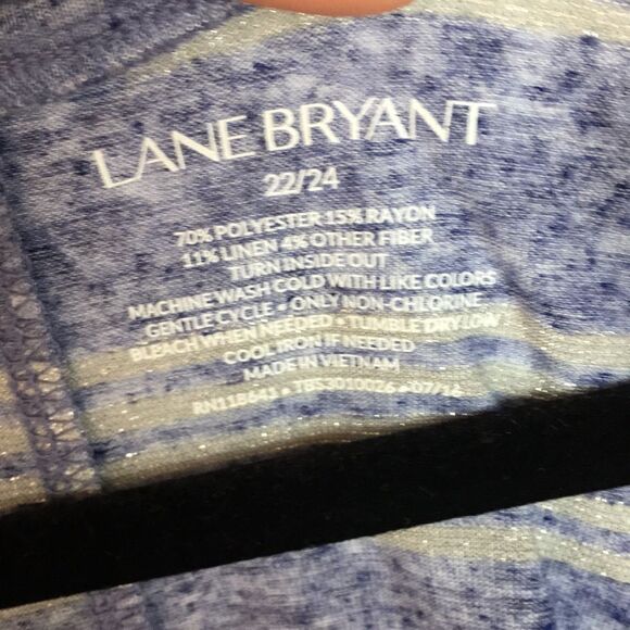 Lane Bryant Purple Multi Plus Striped Sparkle Long Sleeve T-Shirt Top Sz 22/24. - Picture 4 of 14